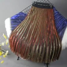 Модная плиссированная юбка цвета металлик с высокой талией