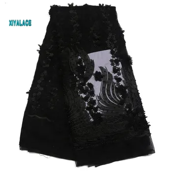 

African Lace Fabric 2019 High Quality Lace 3D Flowers Tullle Lace Fabric French Beads Lace Fabric For Party Beads YA2064B-1