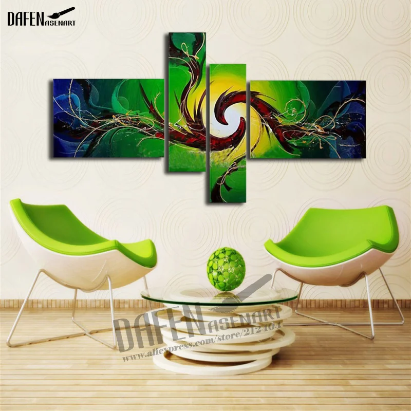 Image Hand Painted Canvas Oil Painting Abstract Wall Art 4pcs Home Decor Picture Sets Large Cheap Canvas Art for Living Room No Frame