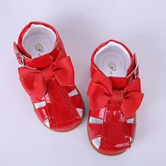 Red Girls Sandals Pettigirl/Летняя обувь для маленьких девочек; четыре цвета; сандалии принцессы для девочек; детская обувь с бантом; американские размеры A-KSG005-01 - Цвет: Red Girls Sandals