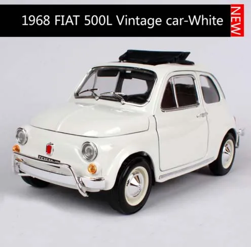 Bburago 1:18 1968 fiat 500l белый винтажный автомобиль под давлением открытые двери классическая модель автомобиля версия для автомобиля для детей Коллекционирование игрушек - Цвет: A