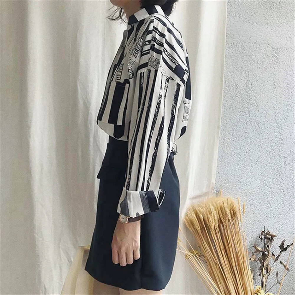 Autumn Striped Blouse Women 2018 Blusas Loose Slim Fit Long Sleeve Campus Shirts Fashion Top All Match For Women's Blouses  (7)