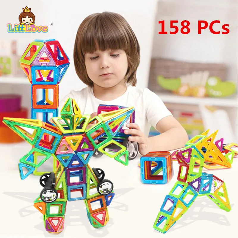 

158 PCs Mini Size Enlighten Magnetic Designer Bricks Toy Educational DIY Building Blocks Toys for Kids Christmas Gift