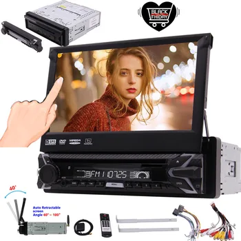 

Car Stereo AM FM Radio Receiver Support Detachable Bluetooth USB/SD Audio/Video output SWC with Free Wireles Remote and Backup