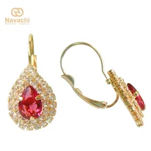 Navachi капли воды Красный кубический циркон желтый кристалл Серьги-кольца smt2677