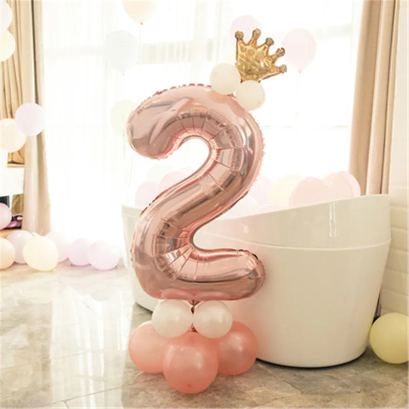 17 шт., розовое золото, цифры, воздушные шары, день рождения, украшение, дети, принцесса, 1-й день рождения, цифровой шар, день рождения, вечеринка для взрослых, Globos