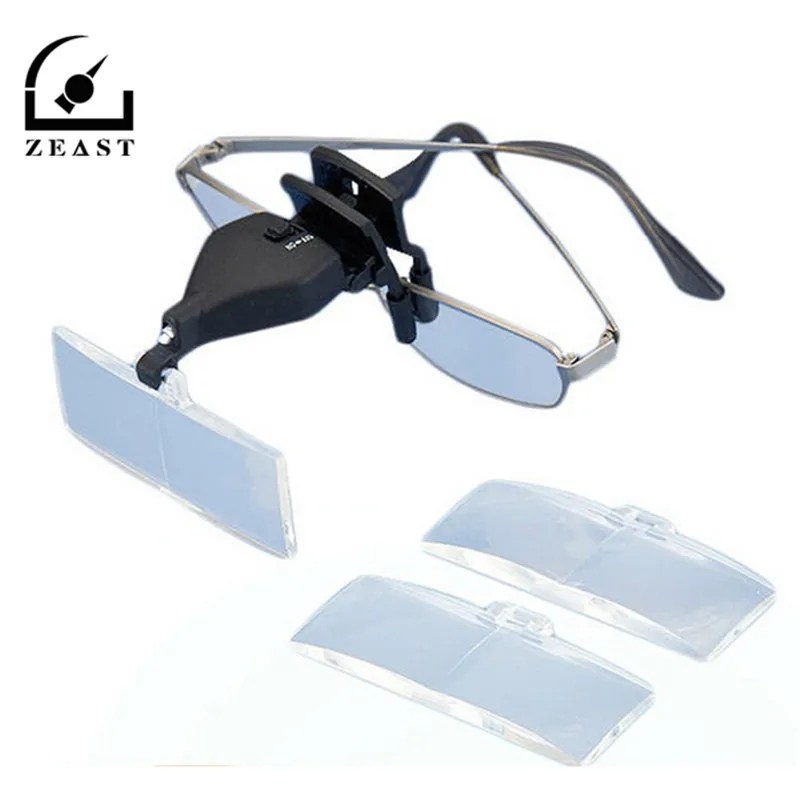 MG19157 2 LED Light Eye Glasses Lows Vision Clip Magnifying Glass Loupe