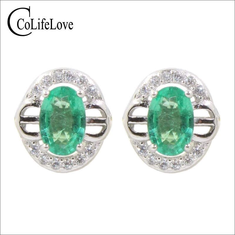 Classic sivler emerald earrings 2 pcs 4 mm * 6 mm natural I grade emerald stud earrings solid 925 silver emerald earrings Classic sivler emerald earrings 2 pcs 4 mm * 6 mm natural I grade emerald stud earrings solid 925 silver emerald earrings
