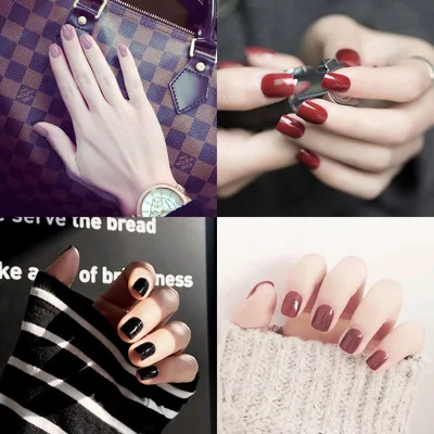 

24PCS Solid Colors Acrylic Square Short False Nails Full Cover Fake Nails Tips Natural Long Nails