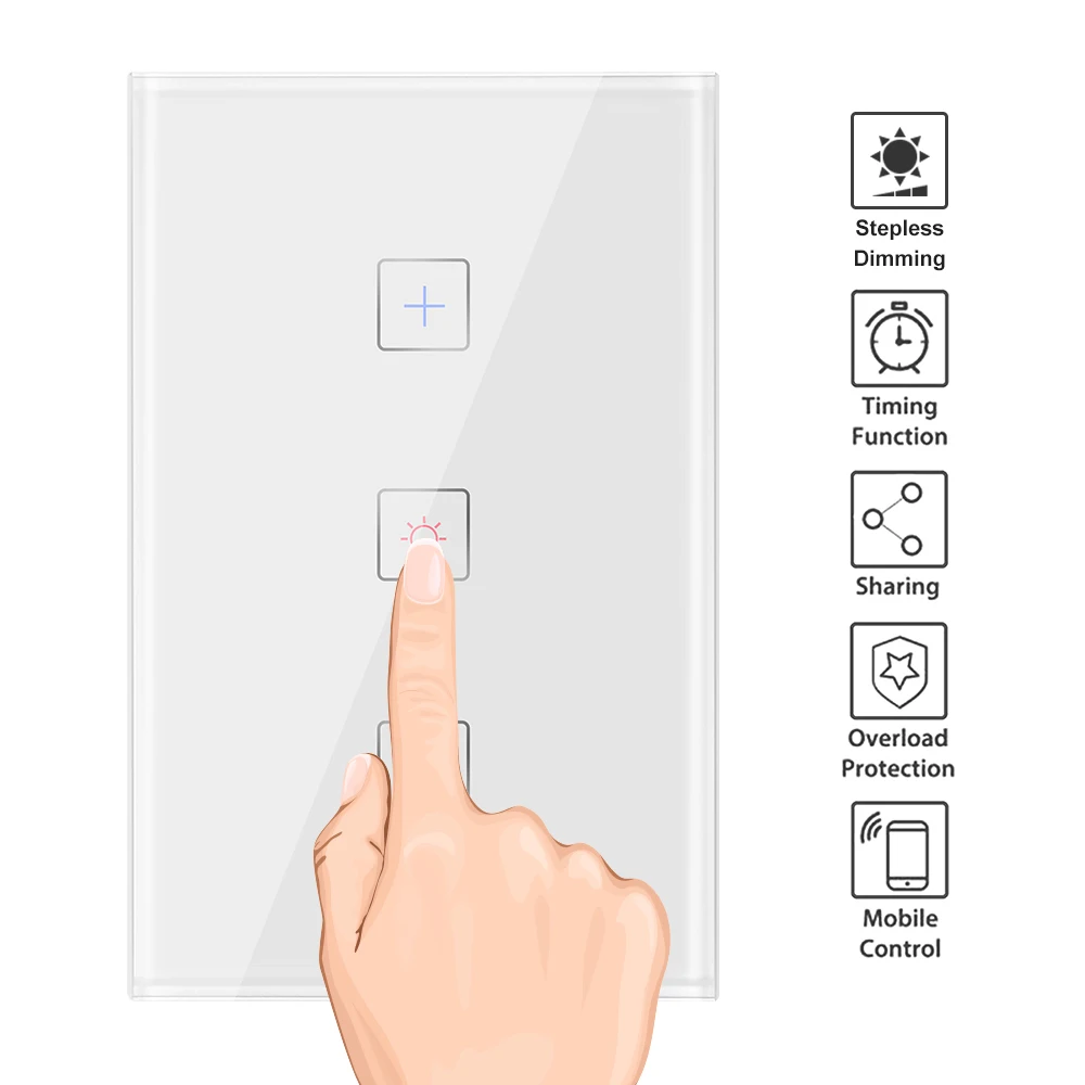 Диммер 220 В Настенный умный WiFi сенсорный диммер 1 банда 400 Вт Беспроводной Выключатель света работает с Alexa и Google Assistant