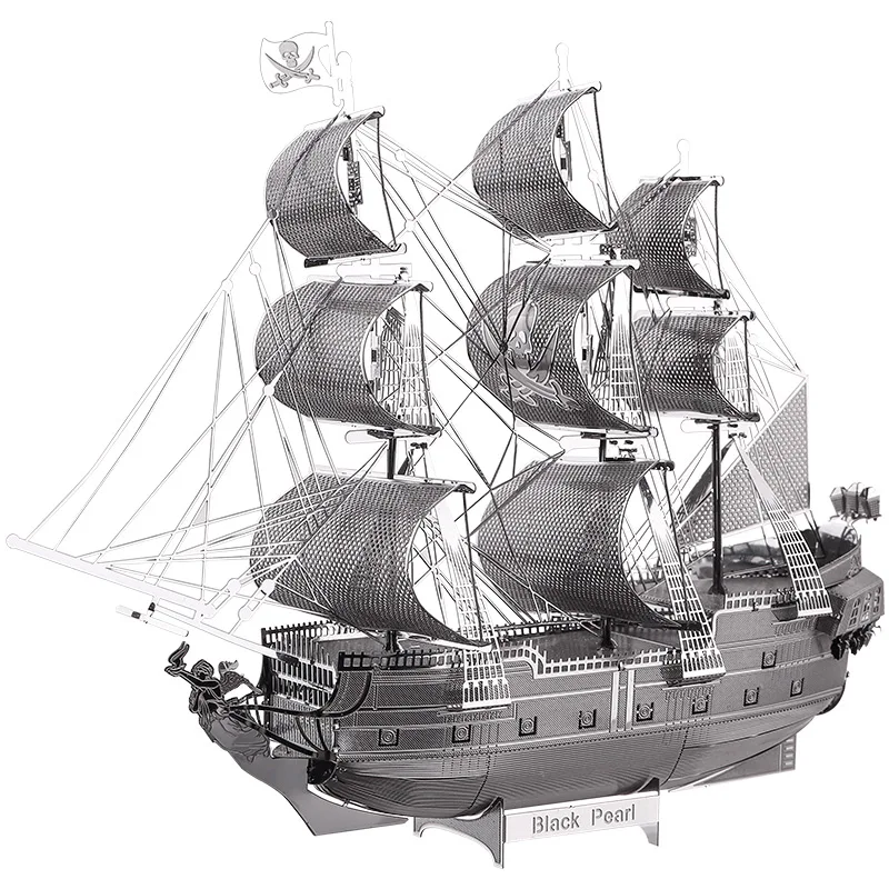 

MMZ MODEL Piececool 3D metal puzzle Black Pearl Pirate Ship Assembly metal Model kit DIY 3D Laser Cut Model puzzle toys gift