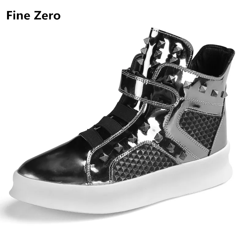 

Fine Zero male rivets high top sneakers Men's Skateboarding shoes Athletic Shoes men super cool hip hop Walking Sport Outdoor