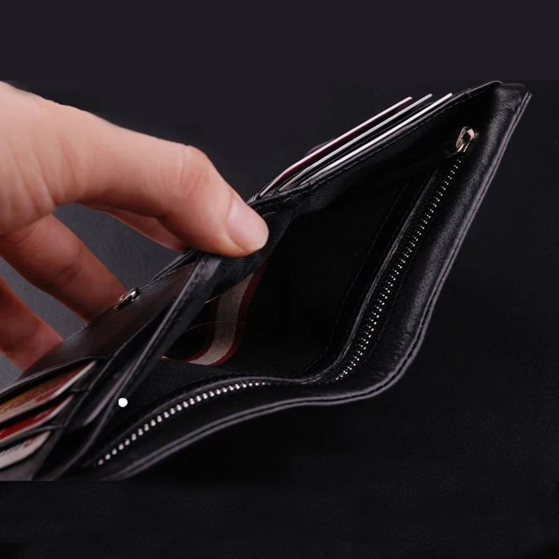 Мужской кошелек качественный кожаный бутик Trifold кошелек на молнии Держатель для карт