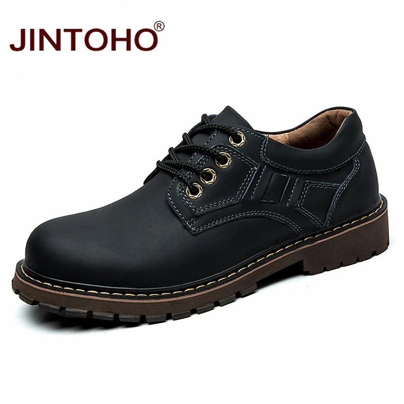 

JINTOHO Brand Genuine Leather Men Shoes Winter Work & Safety Shoes Fashion Casual Designer Male Shoes Leather Moccasins