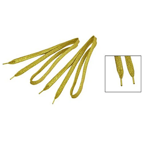 

5 Pairs Plastic Tips Glittery Shoelaces Laces Gold Tone for Men Women