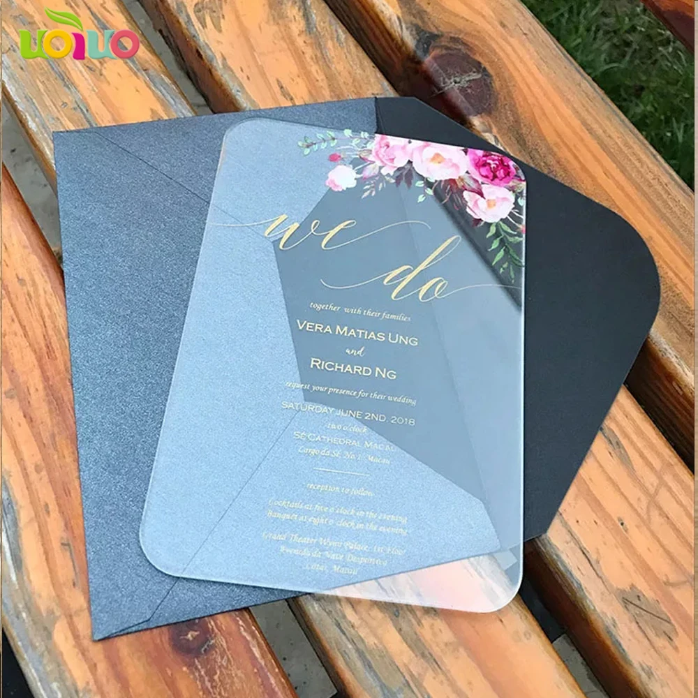 

printed clear acrylic card with envelope pearl paper,glitter envelope