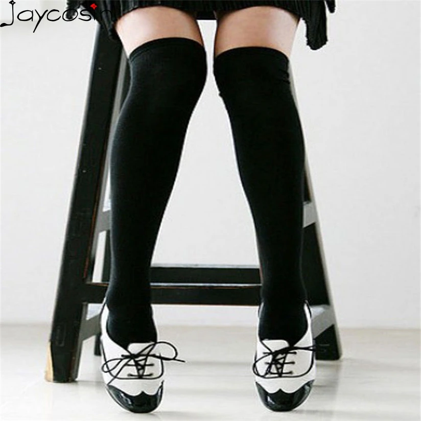 Image Hot Newly Fashion Sexy Cotton Over The Knee Socks Thigh High Stocking Thinner Black Grey White Drop Shipping WDec16