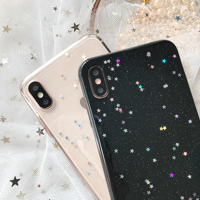 Прозрачный блестящий чехол со звездой для iphone 11Pro XS MAX X 7 8 plus Симпатичные из