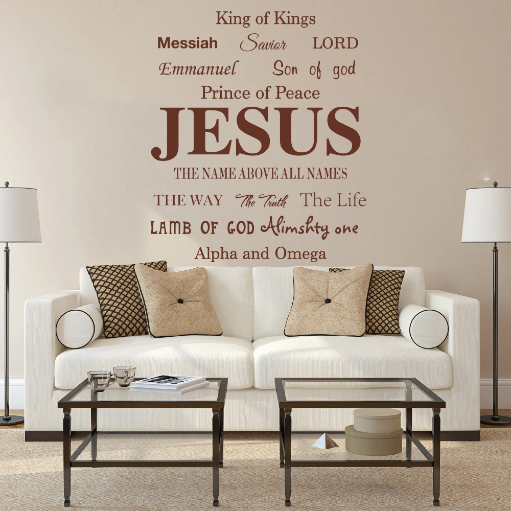 Jesus Name God Messiah Words Wall Sticker Bedroom Living Room Jesus Lord Religion Lettering Wall Decal Kitchen Vinyl Decor (3)