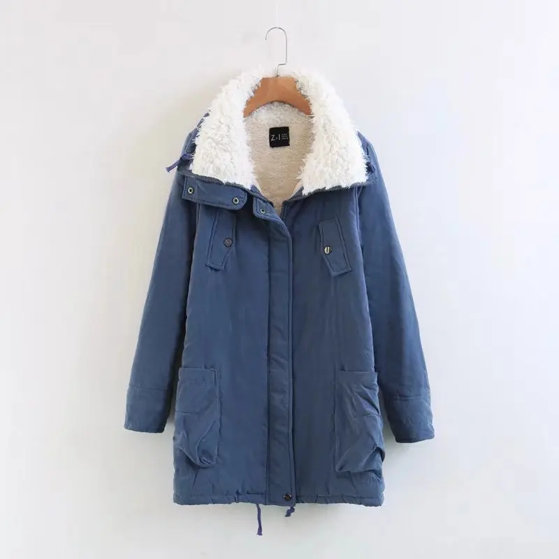 Зимние длинные пальто куртки женские теплые шнурок талии парка с капюшоном Dames Jassen зима - Цвет: Light blue
