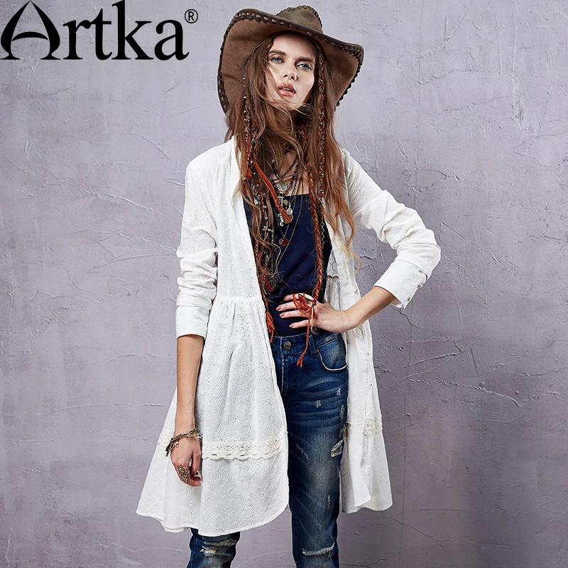 Artka 2015 женская ретро новая коллекция весенней одежды вышиванием с длинным
