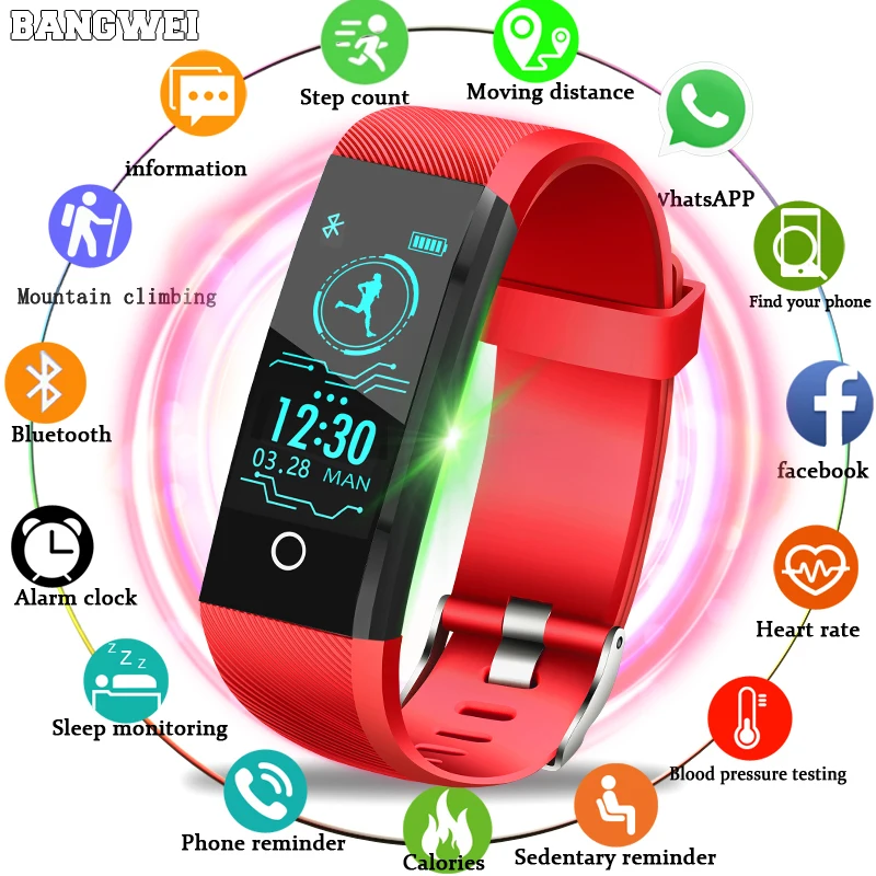 LIGE женский умный браслет светодиодный цветной экран модные спортивные Шагомер Часы Android смарт-телефон часы Relogio inteligente