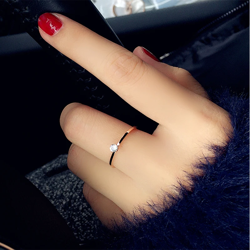 Любовь ювелирные изделия титановая сталь Розовое золото Цвет кольцо CZ кристалл кольцо для женщин кольца для влюбленных Свадебные Size3-9 R101