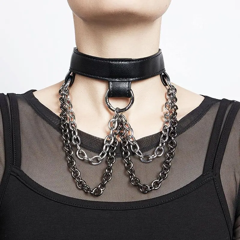 

Punk Gothic Trendy Sexy Club Black 2019 Women Choker Necklace Leather Link Chain Adult Party Prom Gifts Female Chic Accessories