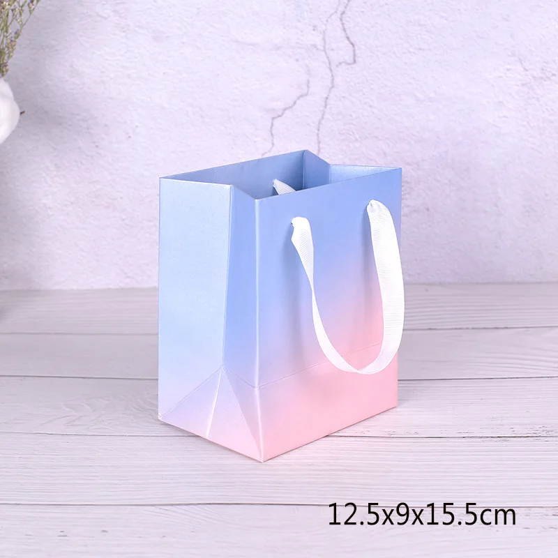 1 шт. розовый синий градиентный цвет перламутровый Подарочная коробка Подарочная сумка часы ювелирные коробки для ожерелий вечерние сувениры декорации домашняя коробка для хранения сумка - Цвет: handbag12.5x9x15.5cm