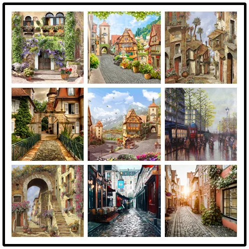 

LIPHISFUN Needlework Diamond Painting 5D Diamond Embroidery Full Drill Home Decoration Square/round Landscape Street Flower