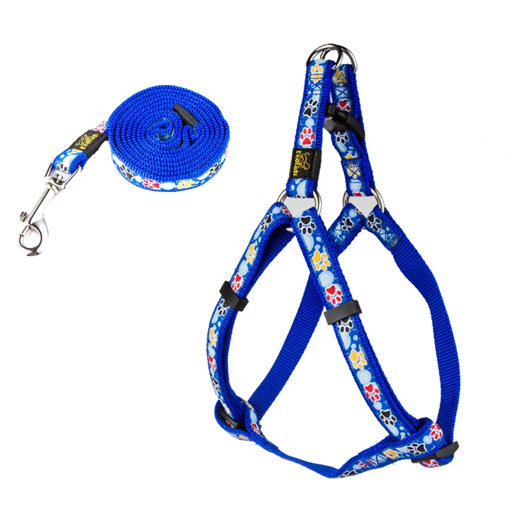 Pet Harness and Leash Dog Harenss Vest Set of harness Dog Paw Patten for Pet Dog Rope Nylon