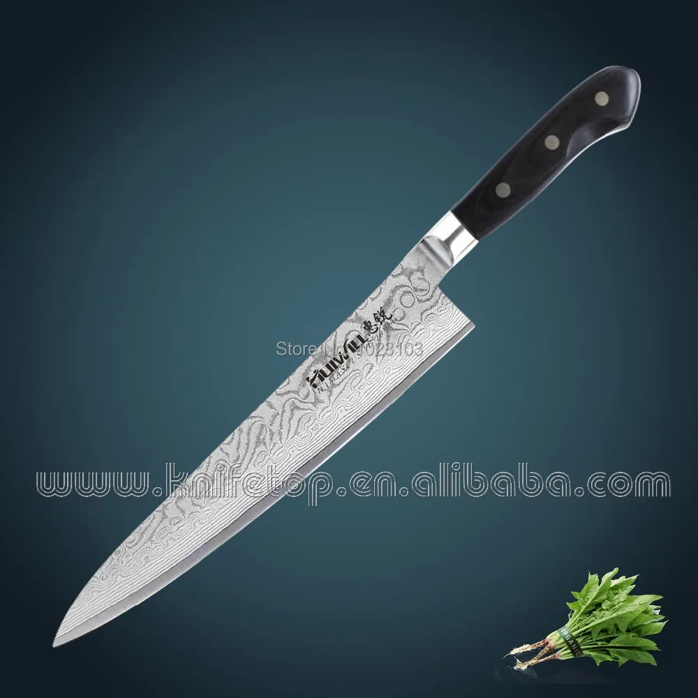 

Free Shipping 9" Japanese VG10 Damascus steel kitchen chef knife/Japanese Professional Chef knife/Professional Slicing knife