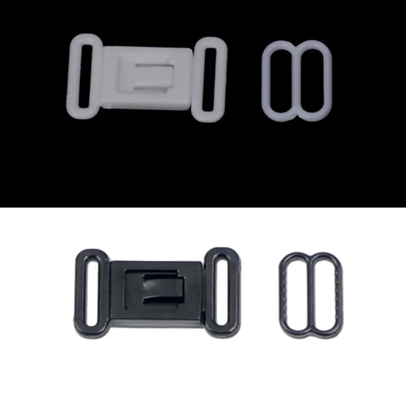 

20 Sets 12.5mm Plastic Hardware Adjustable Tape Accessories Buckles Clasps & Hooks Eye Set Bow Tie Clip Bra Fastener Swimwear