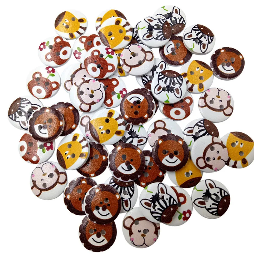 50PC Wood Animal Sewing Accessories Buttons 2 Holes Sewing Scrapbooking Crafts Sewing Accessories for Clothes Bags #F#40SP12 (3)