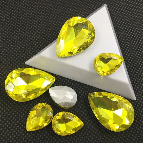 4x6mm~30x40mm Colors Teardrop Glass Crystal Fancy Stone Pointed back Pear Rhinestone Droplet Beads for Jewelry Making 