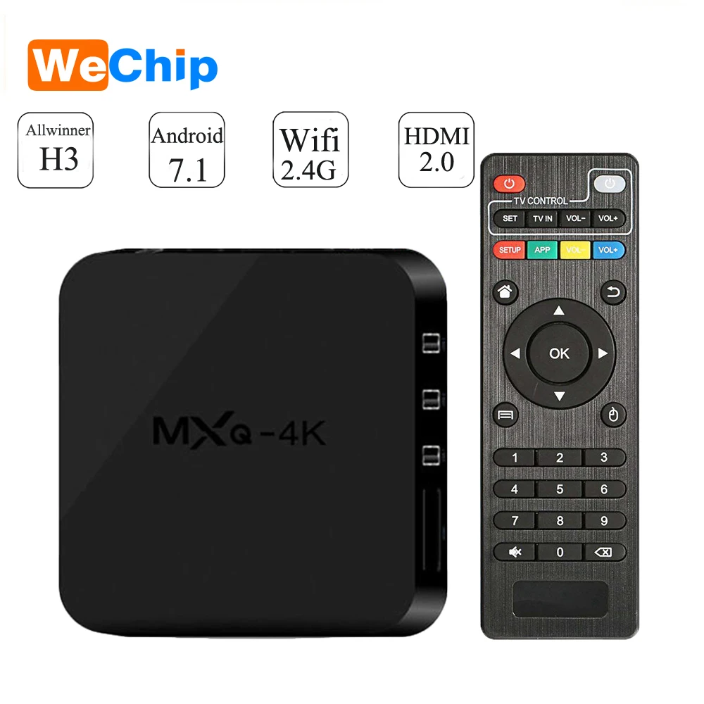 Wechip MXQ 4 K الذكية الروبوت 7.1 التلفزيون مربع 1 GB 8 GB Allwinner H3 رباعية النواة 2.4G wifi 100 M مجموعة أعلى مربع دعم يوتيوب مشغل الوسائط