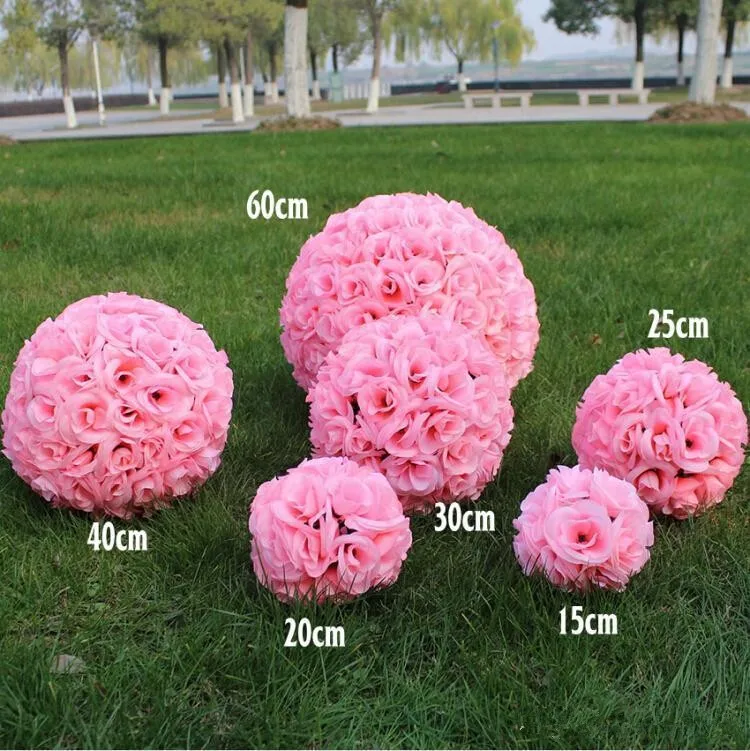 

25CM 10" Artificial Encryption Rose Silk Flower Wedding Decorations Silk Kissing Pomander rose Flowers Balls Wedding bouquet