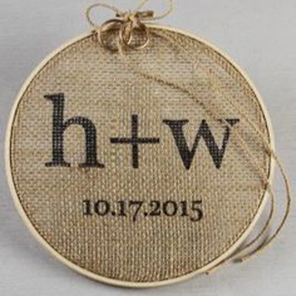 Burlap Embroidery Hoop For Wedding Ring Pillow Decorin Party DIY