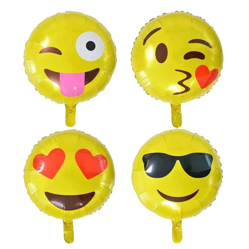 50 Pcs Lot 18 Pouces Qq Visages Ballons Emoji Feuille Ballon Joyeux Anniversaire Partie Emoticones D Helium De Mariage Decoration Ballons Enfants Jouet Aliexpress