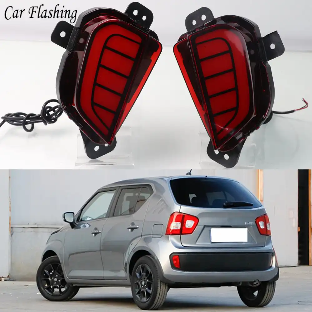 CSGJMY 2Pcs For Suzuki Ignis 2016 2017 2018 2019 Led Brake Lights Rear Bumper Reflector Driving