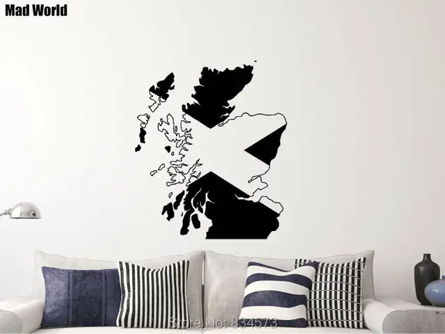 mad world map flag of scotland scottish wall art stickers wall decal home diy