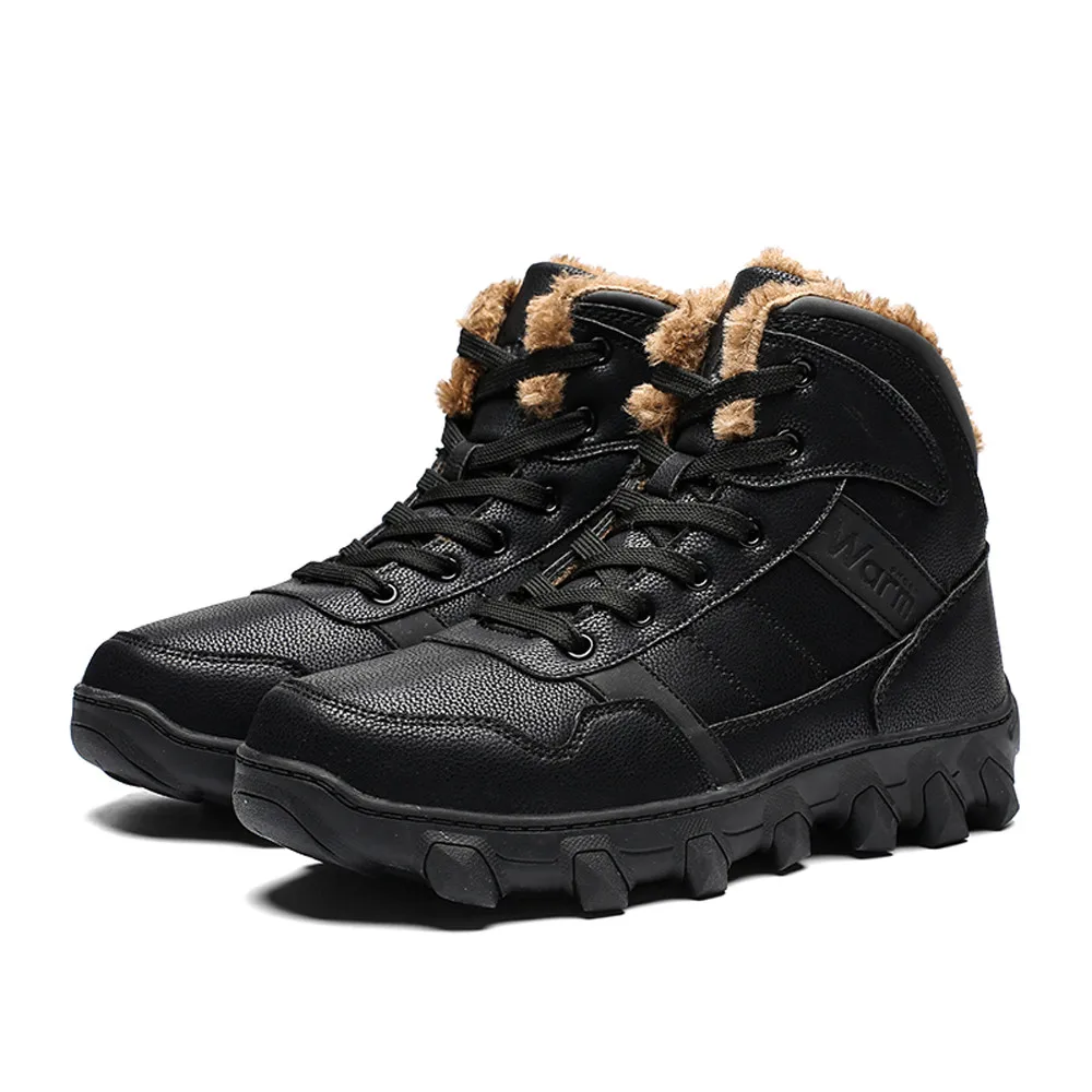 

Casual men's flat bottom with fleece warm tooling shoes waterproof wear-resistant high to help protect sneakers basketball shoes