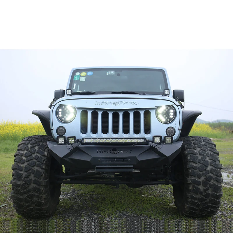 FADUIES 1 Pair Black 7inch Arrow Style Round HiLo Beam LED Headlights For Jeep Wrangler TJ JK Unlimited 97+ (2)