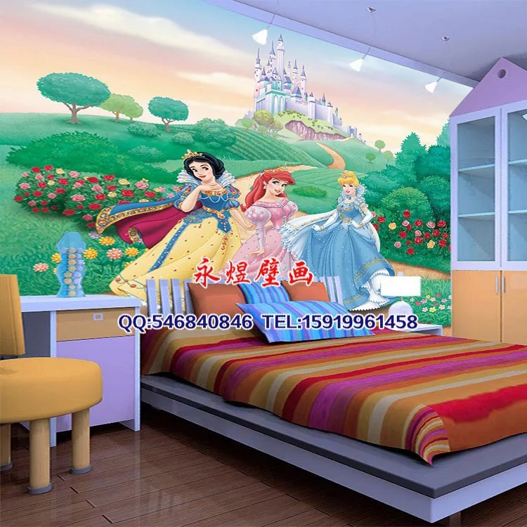 Disney Princess Children S Room Wallpaper Cartoon Wallpaper Major 3d Video Wall Mural Custom Painting Process Painting A Bedroom Orange Painting Covermural Painting Walls Aliexpress