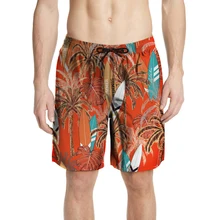 Быстросохнущие 3D шорты пляжные мужские тропические растения кокосовый принт шнурок эластичные свободные шорты для серфинга Бермуды плюс размер XXXL