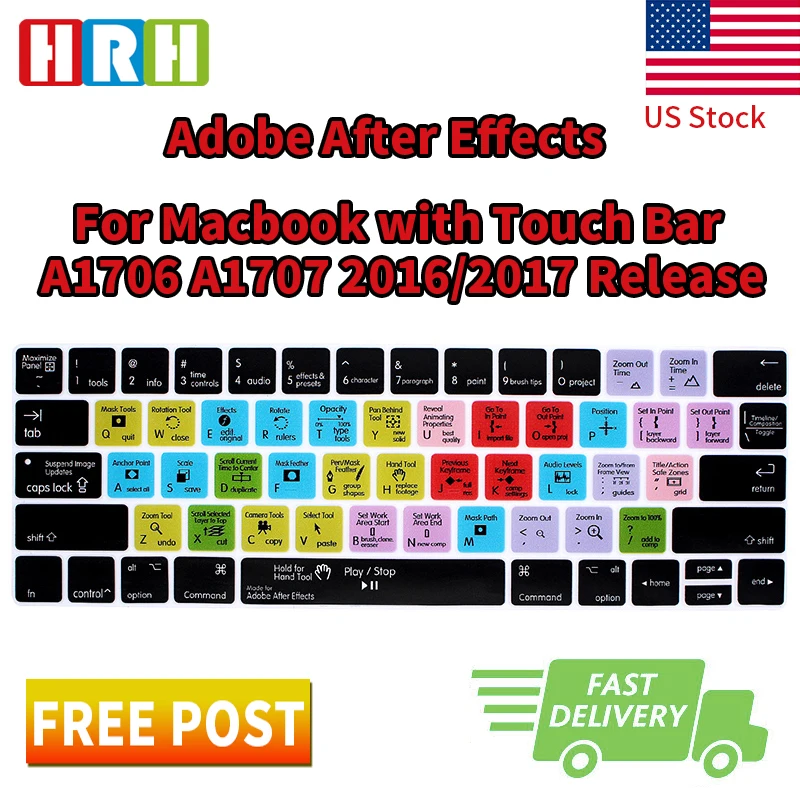 HRH Adobe After Effects Hotkey Shortcuts Silicone Keyboard Cover