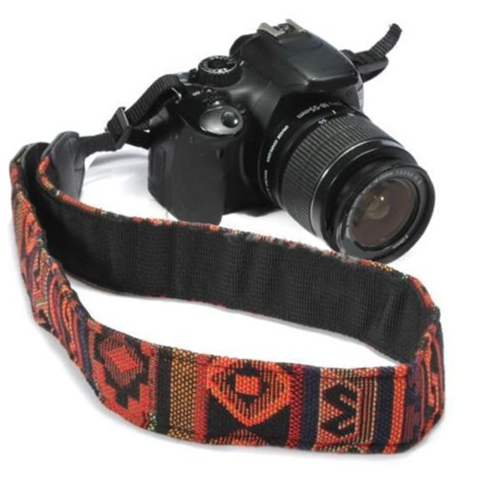 Retro Style Double Cotton Yard Colorful Pattern Camera Shoulder Neck Sling Hand Strap Belt