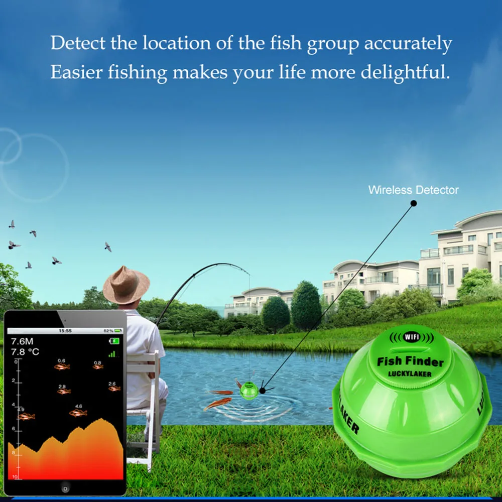 Эхолот рыболокатор Fishfinder FF916 беспроводной Wi Fi 50 м/130 футов|Рыболокаторы| |