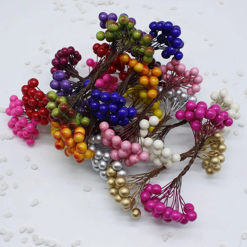 Cheap 20Pcs 40 heads 0.6cm Berry Bacca Artificial Flower For Wedding Decoration DIY Decorative Wreath Fake Flowers Cheap 20Pcs 40 heads 0.6cm Berry Bacca Artificial Flower For Wedding Decoration DIY Decorative Wreath Fake Flowers