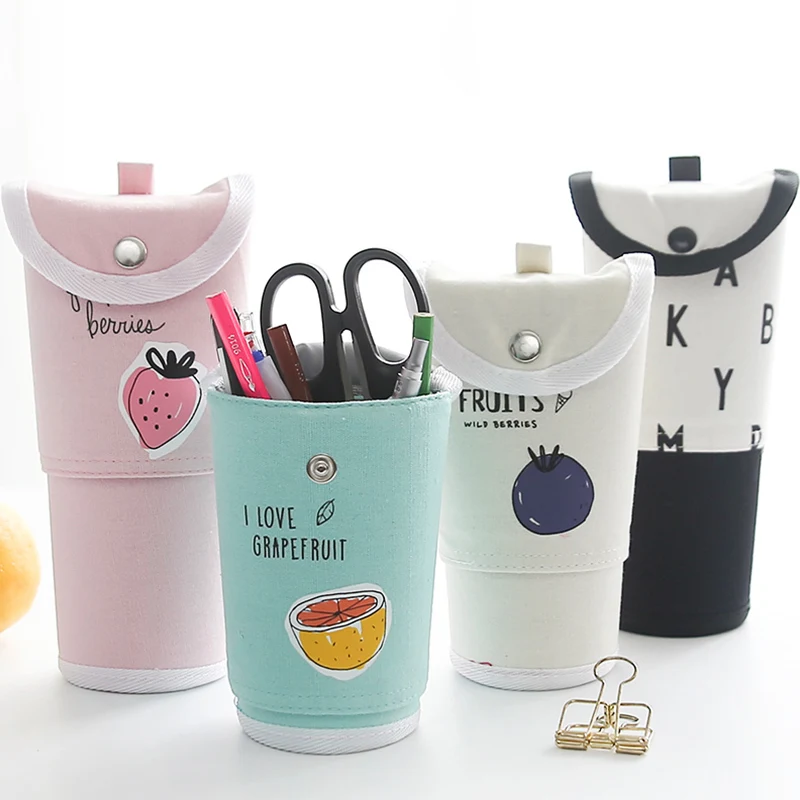 

Creative Retractable Pen Pencil Case Bag 1pcs Large Capacity Canvas Durable Stationery Storage Bags Cosmetic Pouch for Student